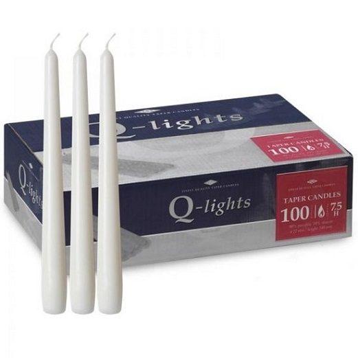 Gotische Kaarsen wit 30 cm, ø23x300mm doos a 100 stuks.